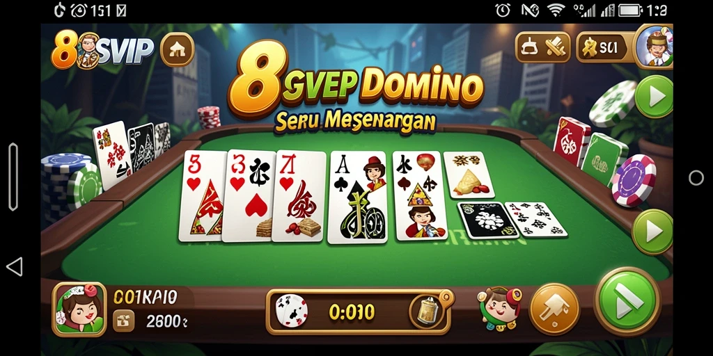 Screenshot gameplay 8SVIP menampilkan aksi seru permainan Domino.
