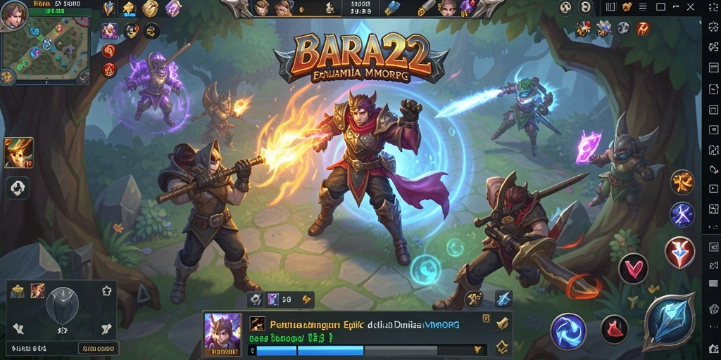 Tangkapan layar BARA22 dengan aksi seru dalam pertempuran MMORPG.