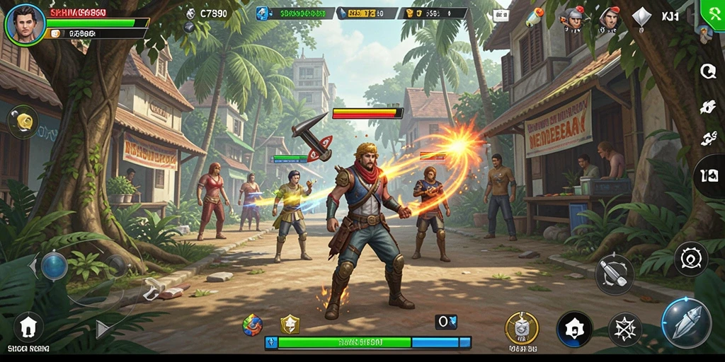 Screenshot gameplay C7890 yang menunjukkan interaksi karakter dalam simulasi kehidupan.