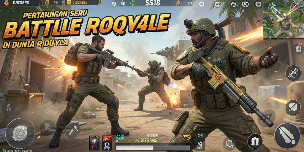 Tampilan gameplay GACOR518 dalam pertempuran Battle Royale yang mendebarkan.