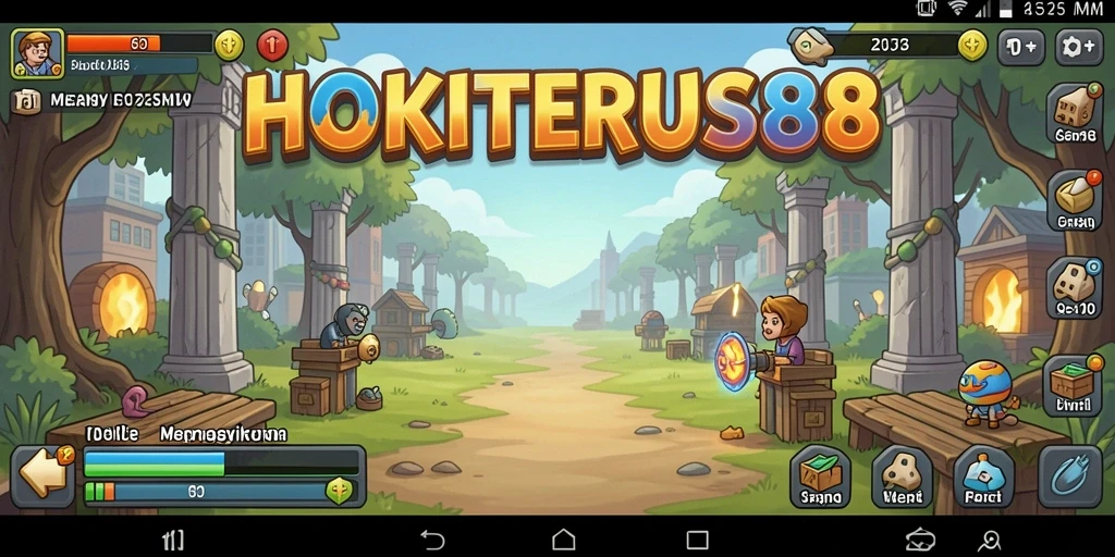 Tampilan gameplay HOKITERUS88 dengan karakter yang sedang beraksi.