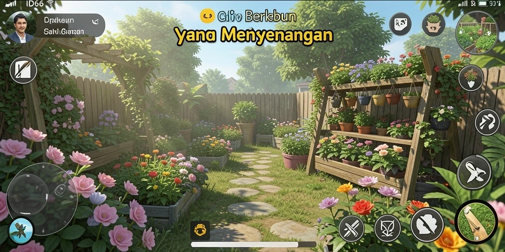 Tampilan gameplay menarik dari ID66 dengan aktivitas bertani.