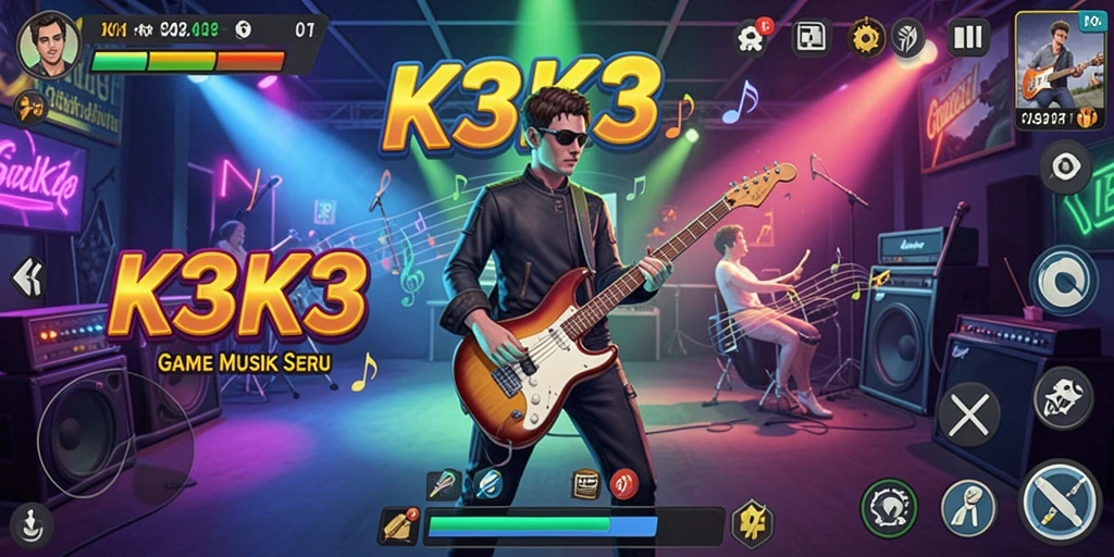 Screenshot gameplay K3K3 yang menampilkan interaksi musik.