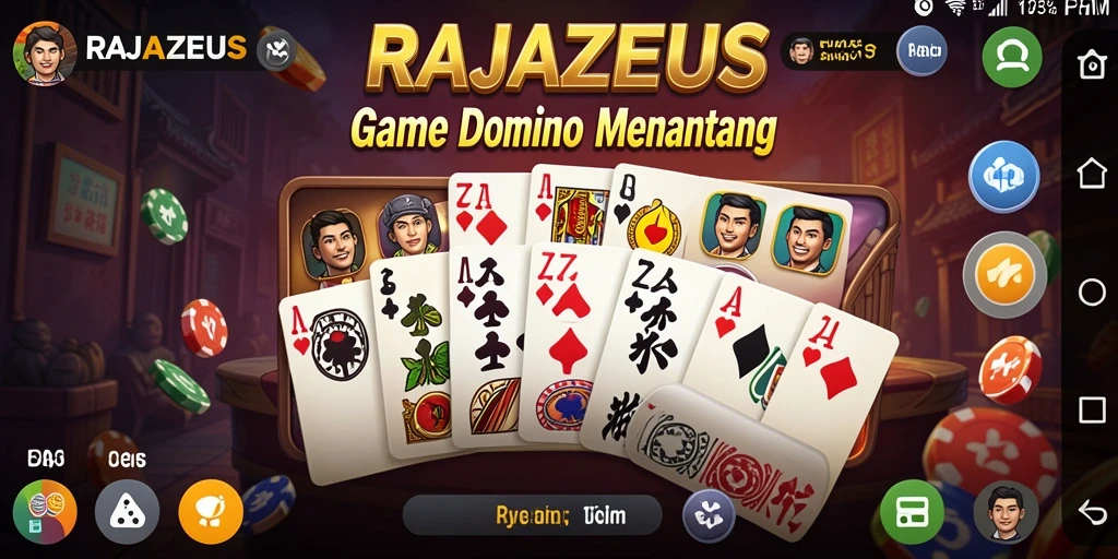 Tampilan gameplay seru RAJAZEUS saat bermain Domino.
