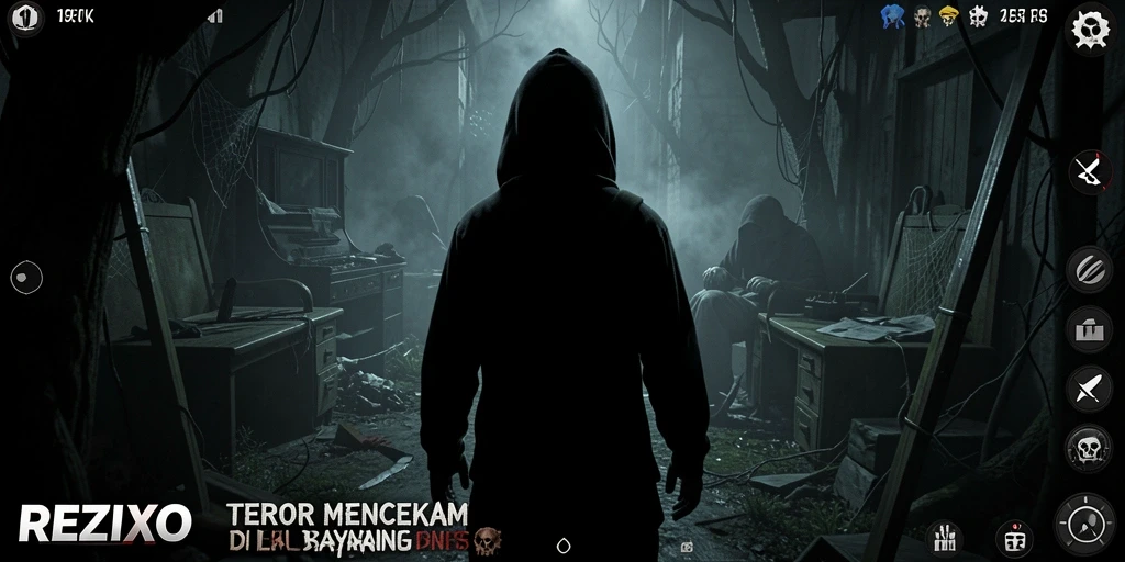 Screenshot gameplay menampilkan suasana Horror yang mendebarkan di REZIXO.