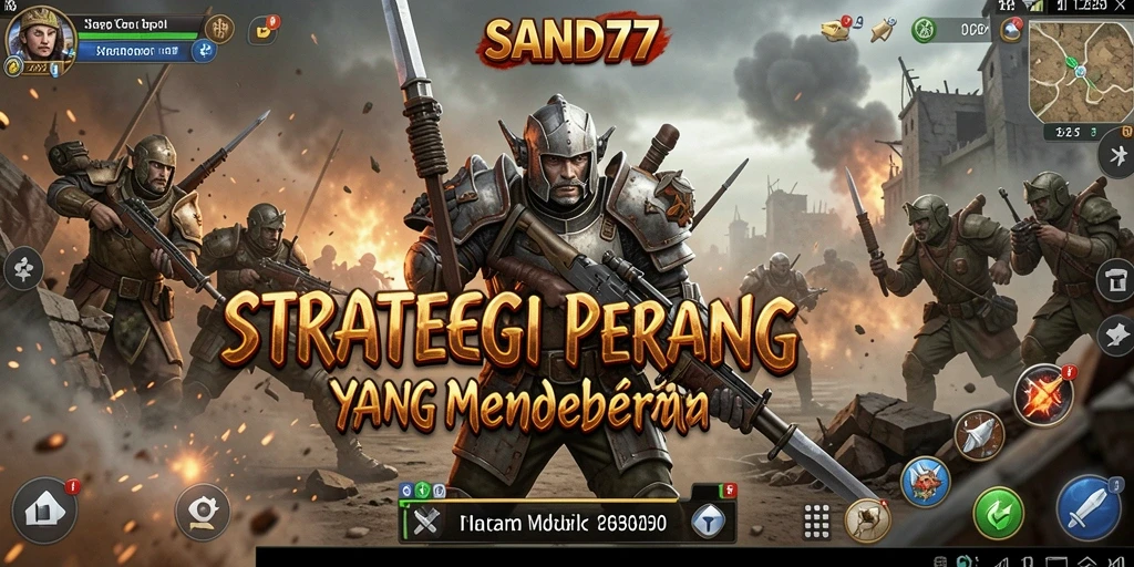 Tangkapan layar menunjukkan pertempuran epik dalam SAND77.