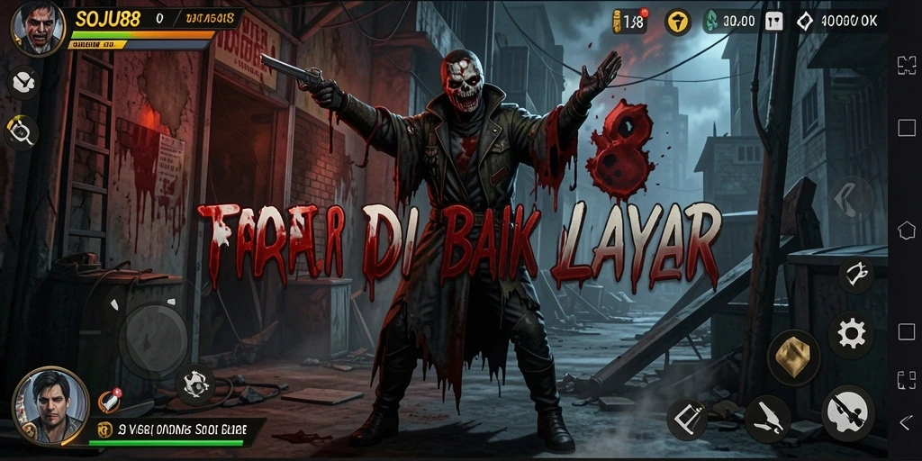 Screenshot gameplay SOJU88 menunjukkan suasana menyeramkan yang mengintimidasi.